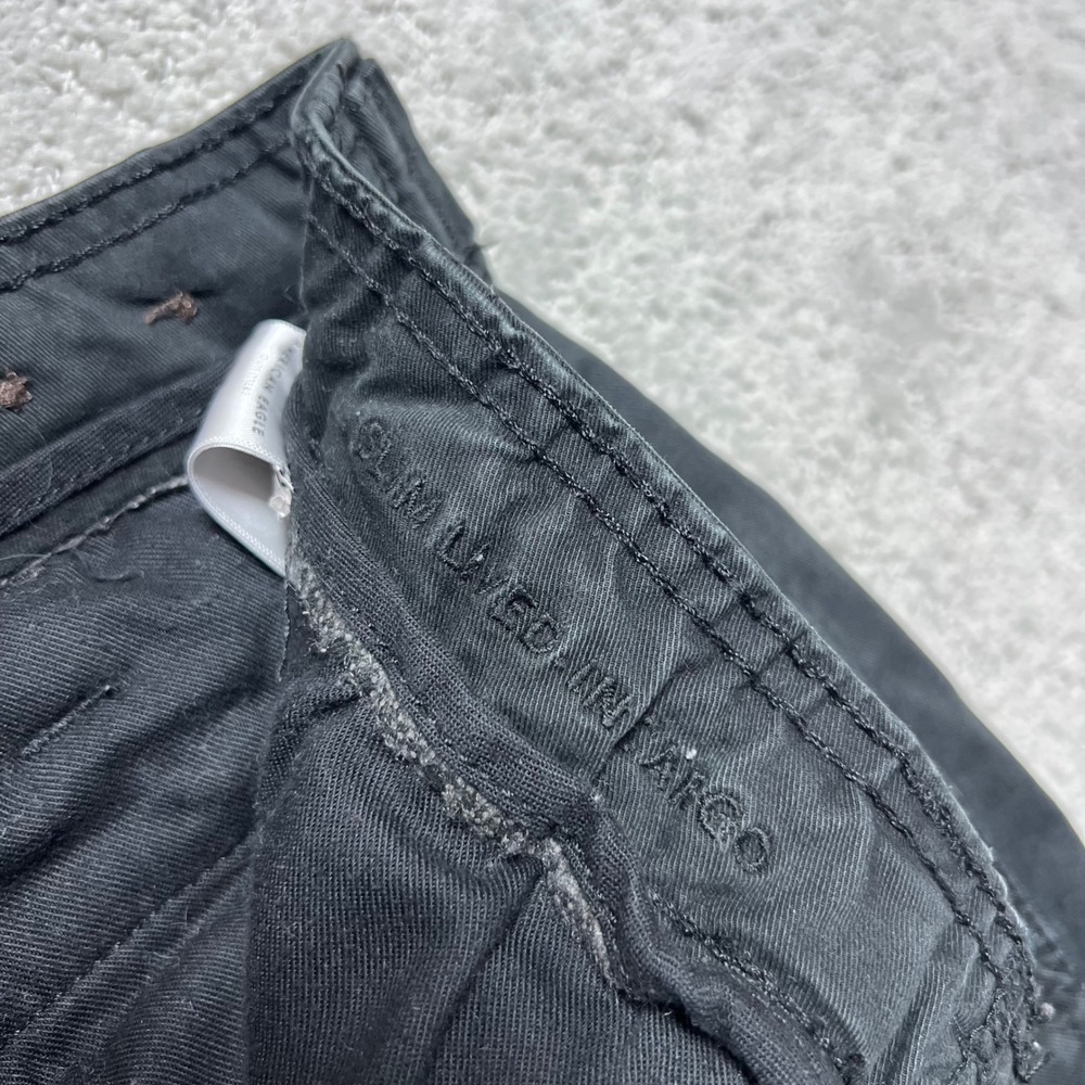 American Eagle Slim Lived-In Cargo Pants Mens 33x32 Black Faded Cotton Flex - Picture 6 of 14